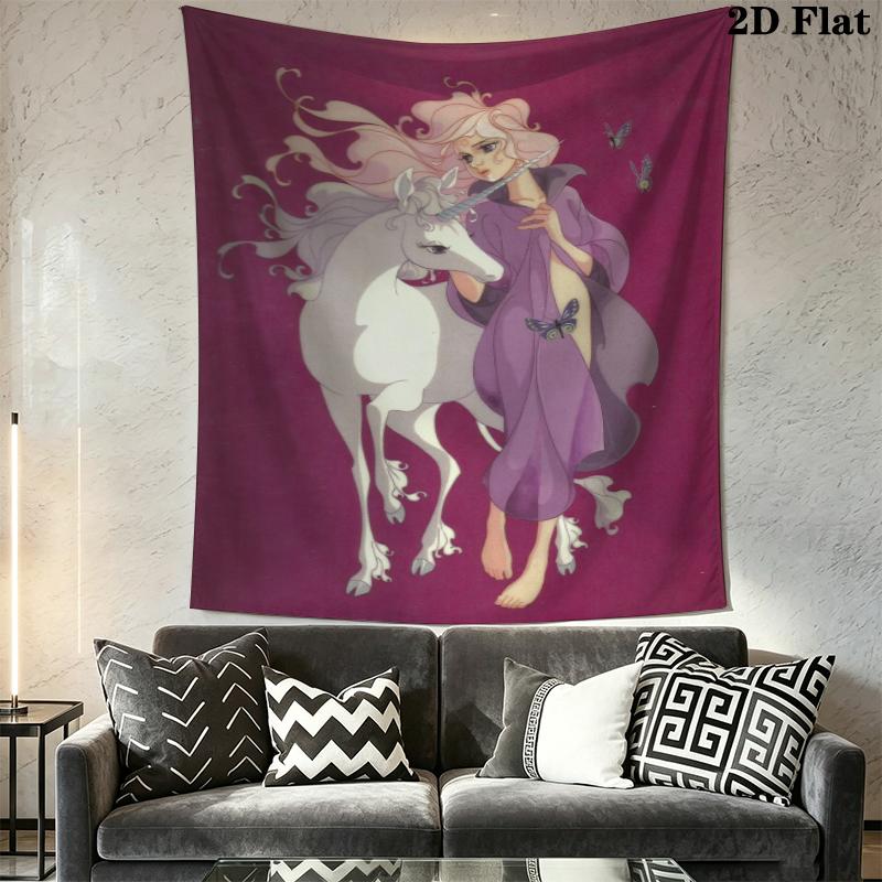 The Last Unicorn Wall Tapestry Aesthetic Wall Hanging Printed Fabric Blanket Decorative Tapestries for Bedroom Living Room Home Decor