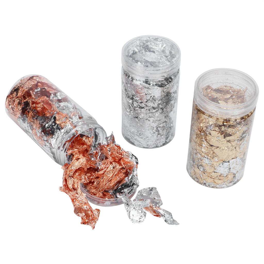3pcs Foil Flakes Gold Silver Rose Gold Foil Resin Glitter Foil Flake Jewelry Crafts Making Accessory
