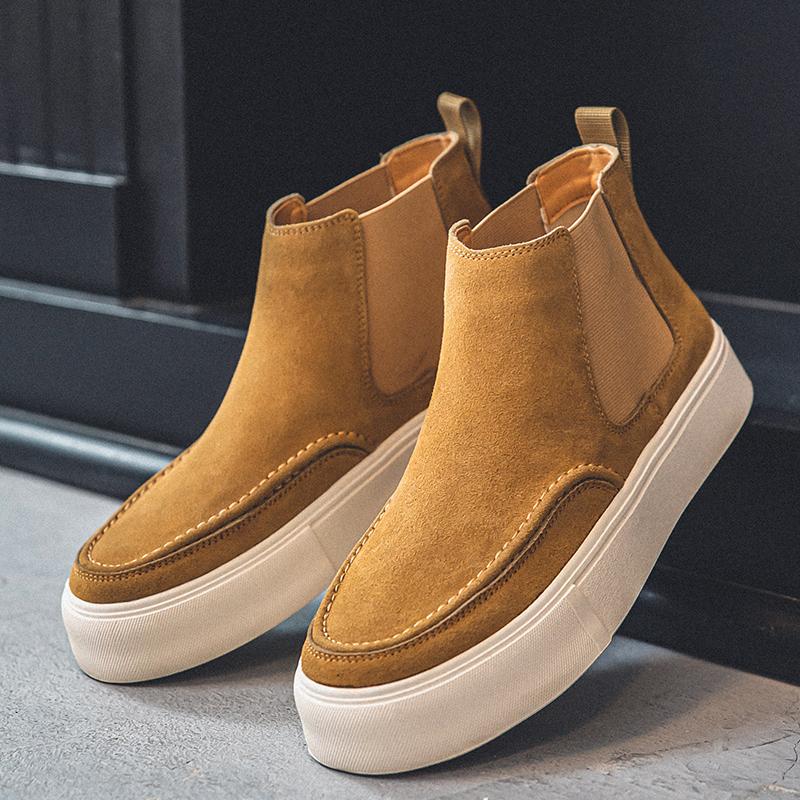 

Модные мужские модные сценические панк-платья челси ботинки прилив коровья замша кожа балетки ковбойские ботильоны красивые ботинки на платформе botas hombre 9.5 коричневый