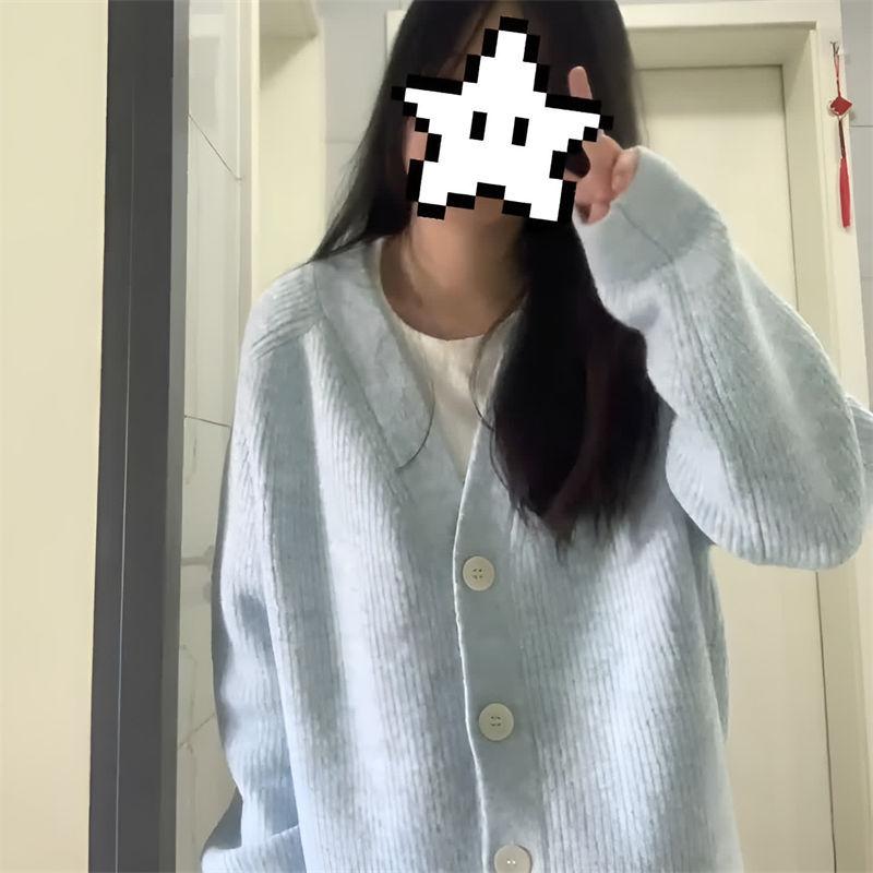 

Taozhi girl мягкий восковой свитер-жакет с V-образным вырезом и однобортной застежкой, женственный нежный темперамент, вязаный кардиган-шаль для ранней осени XL