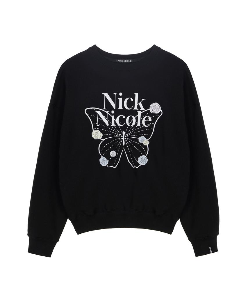 Nigaennikol Butterfly Rose Signature Sweatshirt_Black White