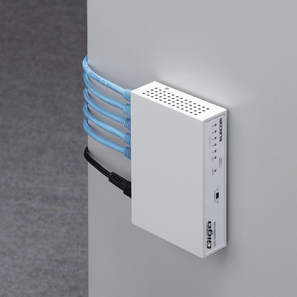 Elecom Switching Hub Gigabit 5 Port with Magnet Power Supply Metal Housing Built-in EHC-G05MN-HJW