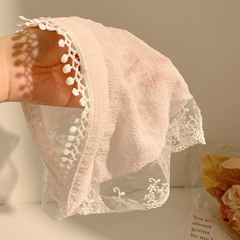 The New Summer Ins High-end Lace Headscarf Pastoral Style Baotou Triangle Scarf Headband Female Light Luxury Headdress Hair Accessories