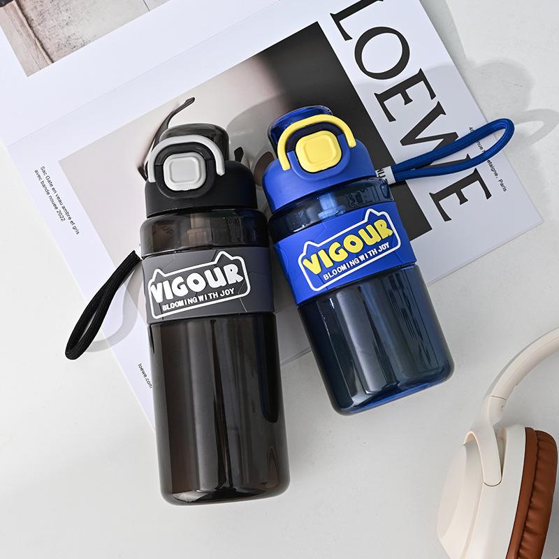 Plastic PC Sports Cup Portable Straw Bottle Outdoor Bounce Cover Kettle for Adults Students