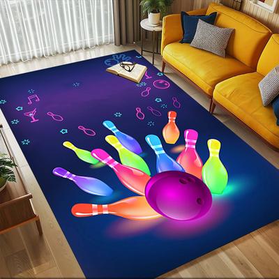 Bowling Ball Bowling Pins Crystal Velvet Office Chair Mat Area Rug - Non-Slip, Floor Mat, Office Desk Chair Rugs,Christmas Gift-1106230