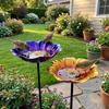 Handmade Metal Garden Bird Feeder Flower Shape Outdoor Bird Bath Bird Bath Stake  Garden Patio