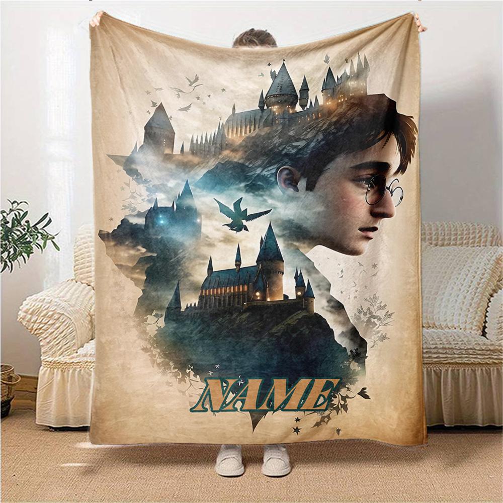 Custom Name Harry Potter Magic Train blanket for Couch & Bed, Plush Cozy Fuzzy Blanket Super Soft & Warm Blankets for Fall and Winter. 0908103