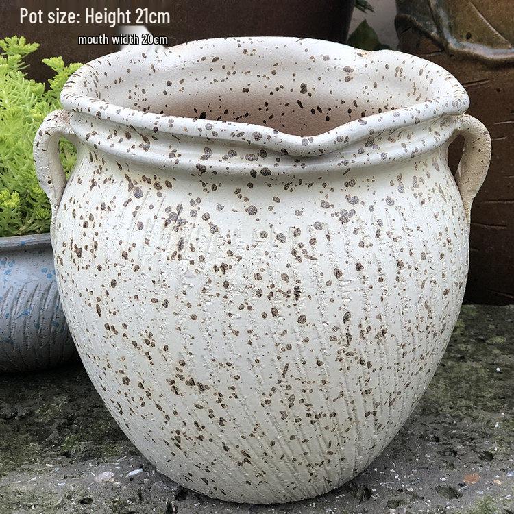 Retro Ceramic Zisha Pot: Large Succulent Planter with Rustic Personality