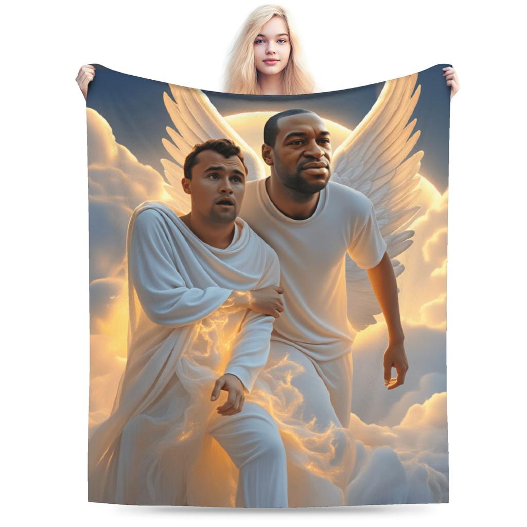 Charlie Kirk Angelic Advocate Blankets Soft Warm Plush Throw Blanket For Child Couch Chair Sofa Bed Flannel Bedspread Bed Cover