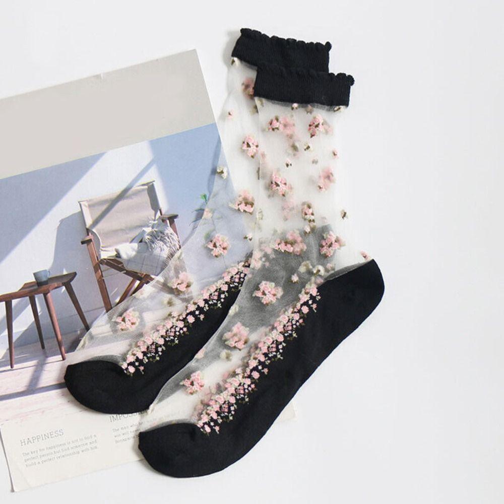 Elastic Flower Ankle Hosiery Transparent Sheer Ankle Sock Fashion Lace Summer Socks