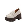 12Cm Small Inner Height Increase White Women's Platform Single Shoes Super High Heel Small Leather Shoes Small Size 32