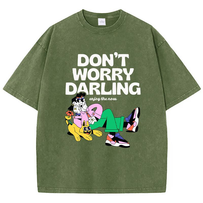 

Не волнуйтесь, дорогая, с принтом, женская стираемая одежда, дышащая, летняя, классная футболка, уличная, с круглым вырезом, с коротким рукавом 3XL