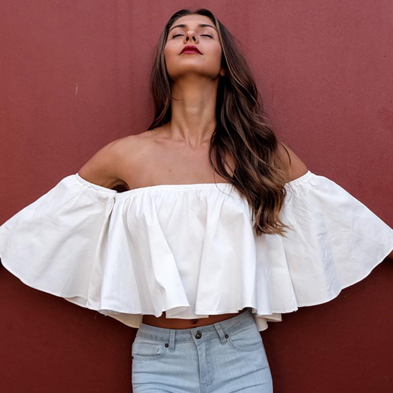 Flare Sleeve Casual Crop Tees Tops 