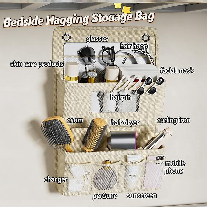Multi Purpose Oxford Hanging Bedside Storage Organizer Shelf with Wall Door Mount for Remote Books Phone Bed Room