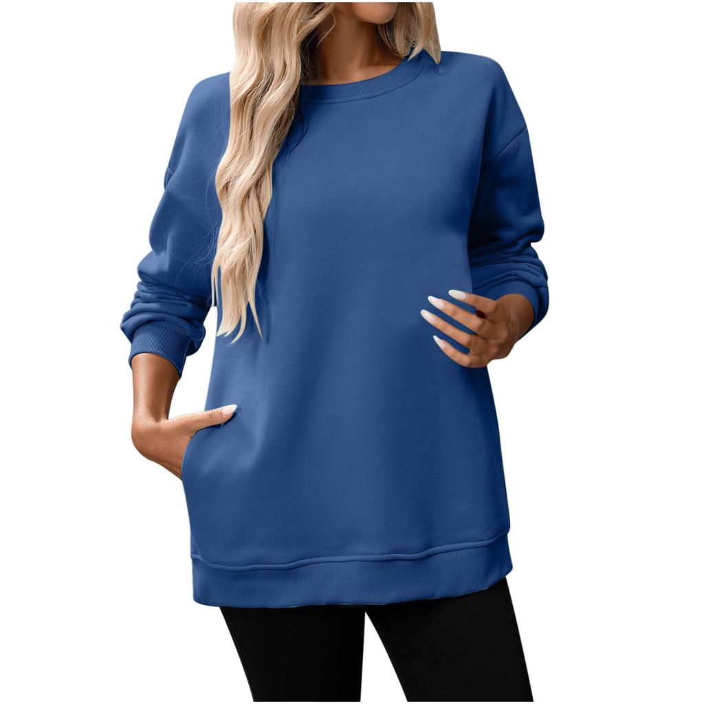 Women Winter Tops Women's Long Sleeve Sweatshirt Casual Crewneck Loose Fit Pollover Fleece Tops