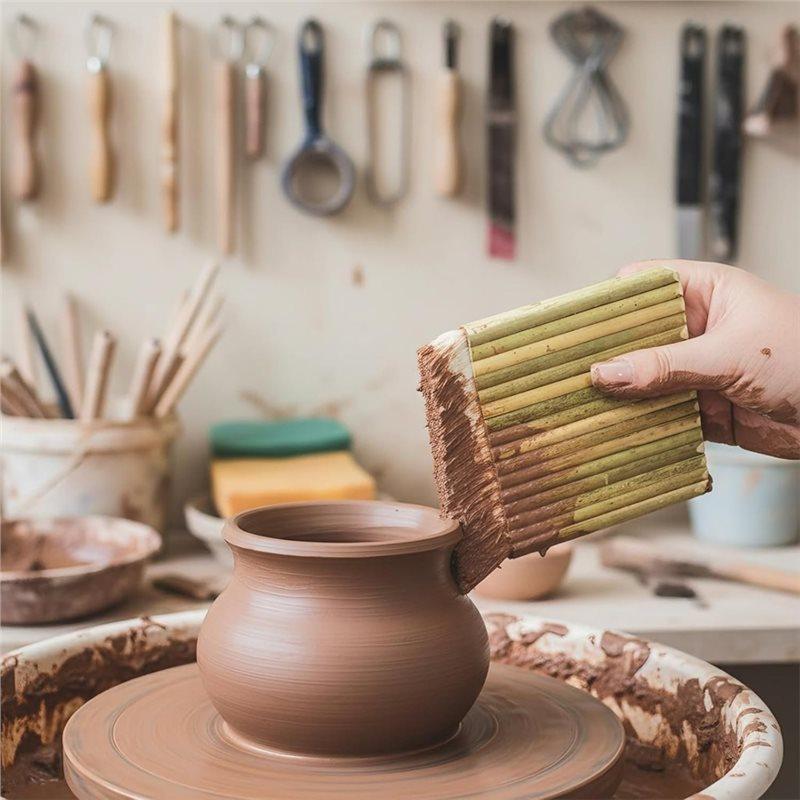 Premium-6 Size Brushes Set, Wide Glaze Brushes For Pottery And Ceramics, Soft Wool Painting Brush With Bamboo For Watercolor