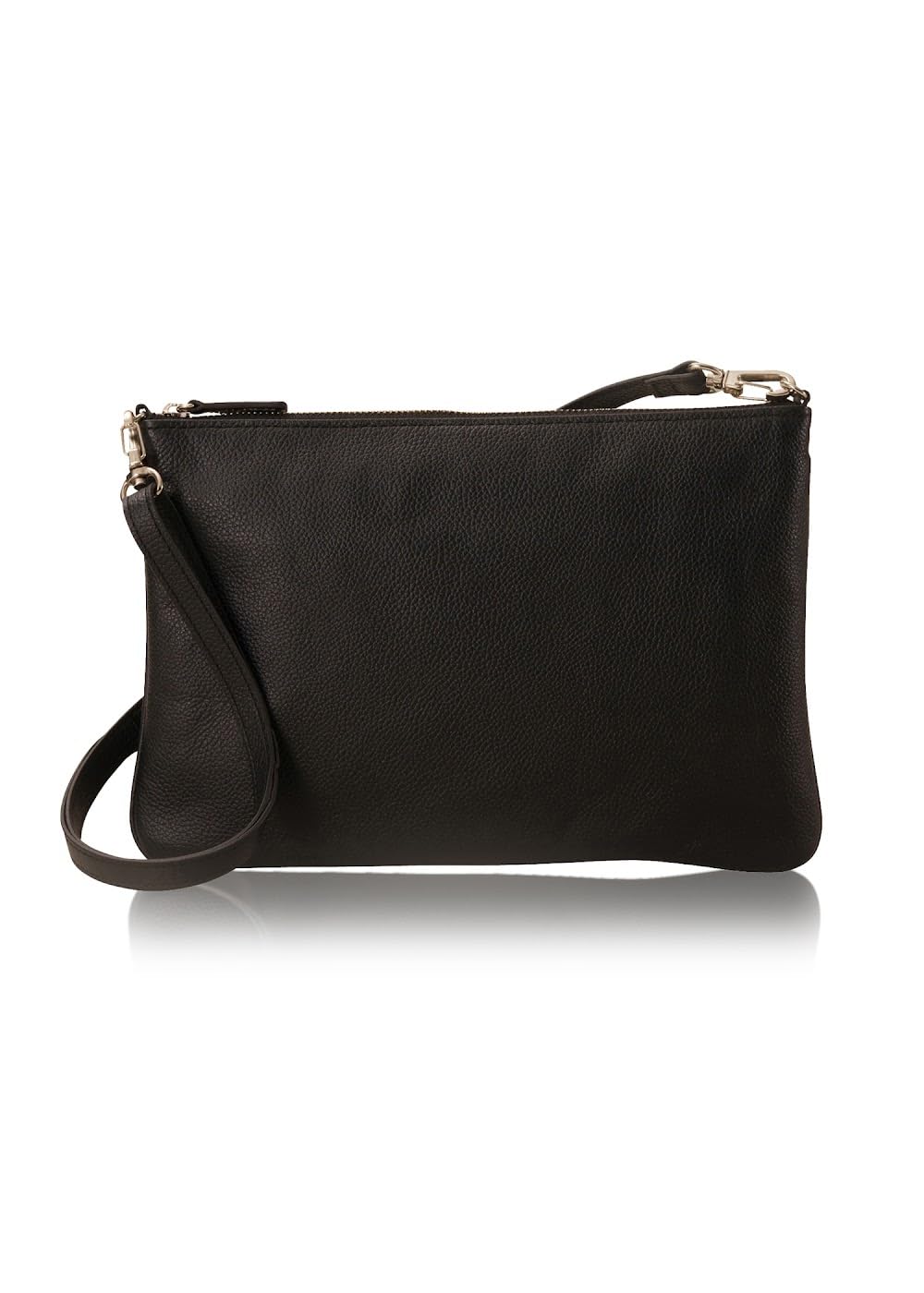 

[LIB] Mini Shoulder Bag, Water-Repellent Original Leather, Genuine Cowhide Leather, Unisex, Thin, YKK Zipper (Black Hole)