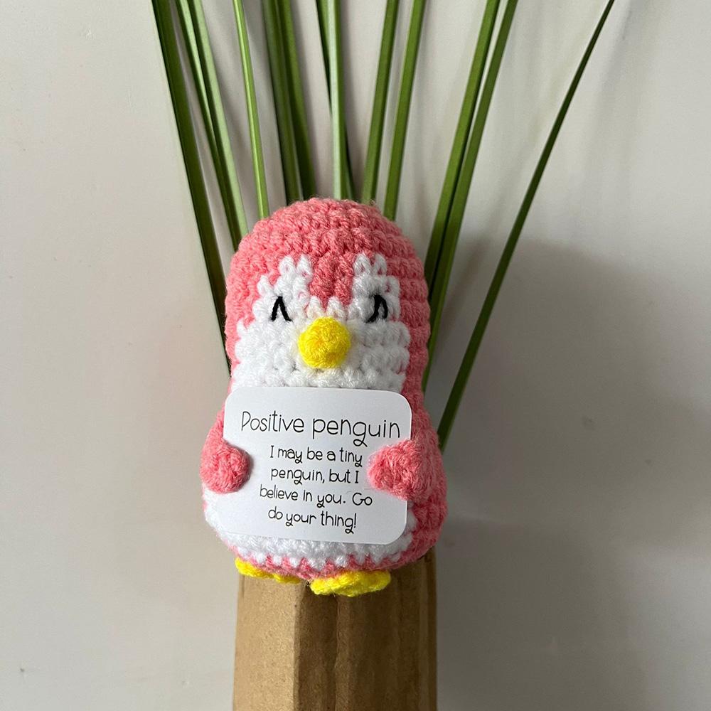 New Crochet Flower Penguin Doll Decoration Desk Accessories Kawaii Positive Energy Pengniu Doll Home Room Decor Christmas Gift