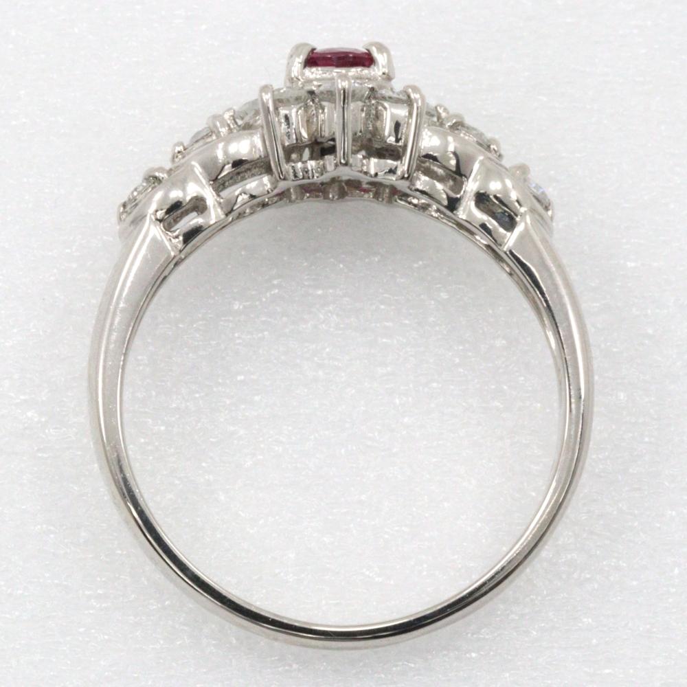 Ring Pt900Platinum/Ruby/diamond #5.8(US Size) 4.1g Women Used