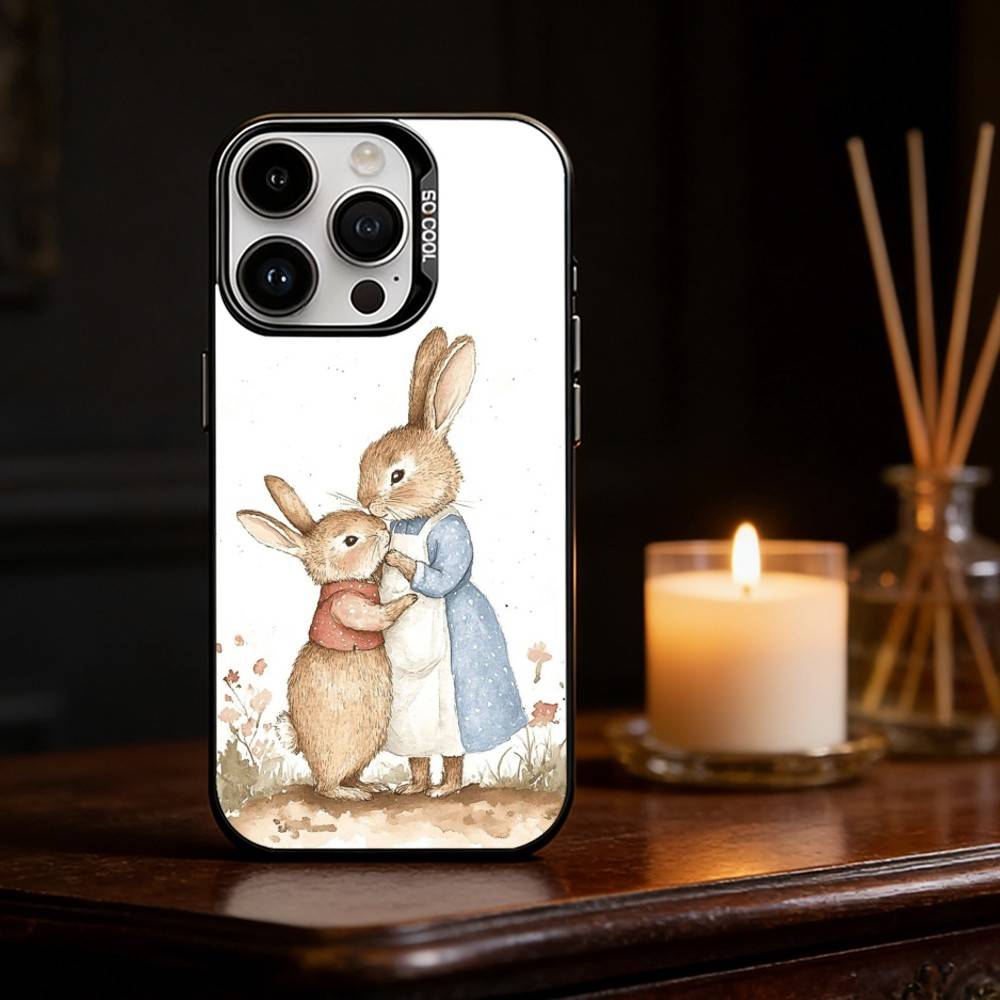 Cute P-Peter Rabbit Phone Case For iPhone 17,16,15,14,13,12,11,Pro Max,Plus Candy Silver Cover