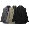 Modă Femei cu Buzunare Blazer Solid cu Piept Dublu Vintage Mâneci Lungi Guler Crestat Ținute Femei Doamnă de Birou