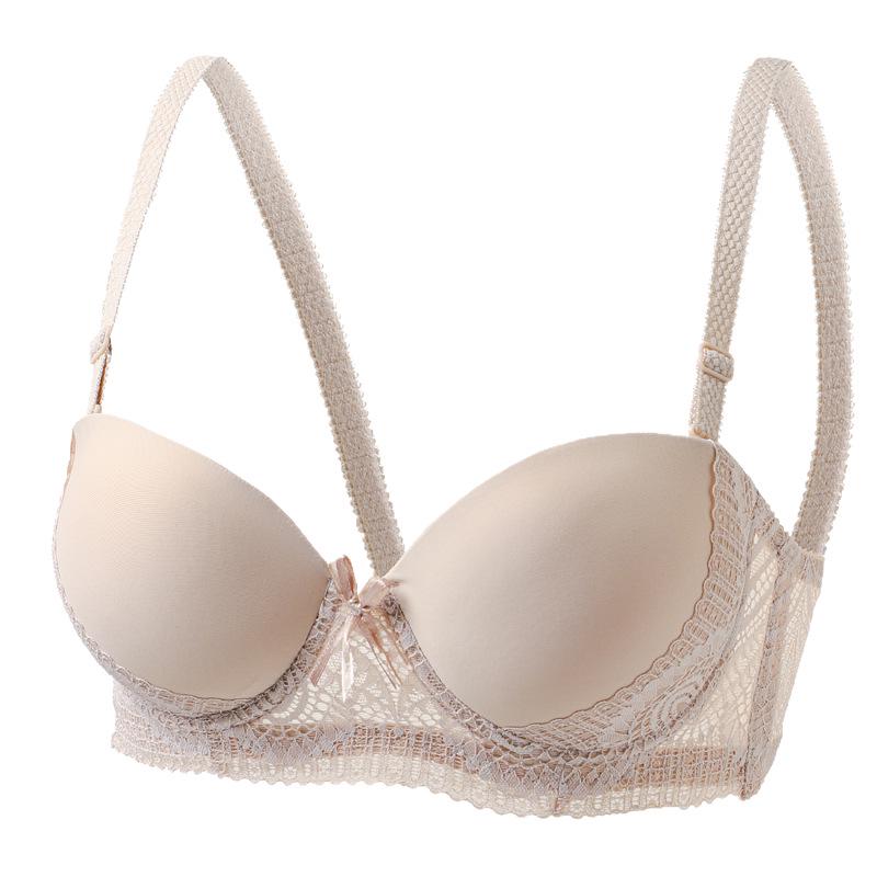 Sexy Lace Smooth Fabric Push-Up Underwire Bra with Anti-Sagging Side Support