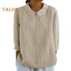 Women Shirt Doll Collar 3/4 Sleeve Pullover Tops Solid Color Loose Fit Thin Shirt Tops Casual Daily Wear