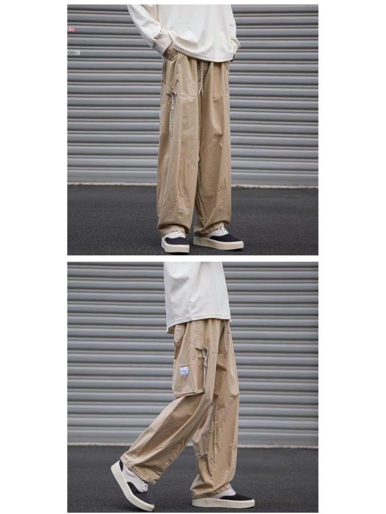 Herren Cargo-Hose im japanischen Stil: Lockere Passform, Gerades Bein, Weites Bein für Frühling & Herbst