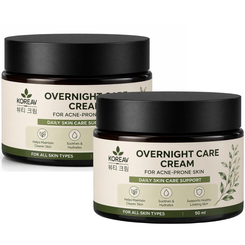 KOREAV Overnight Care Cream For Acne-Prone Skin | Retinol, Niacinamide & Hyaluronic Acid 50ml (Pack of 2) 50ml белый