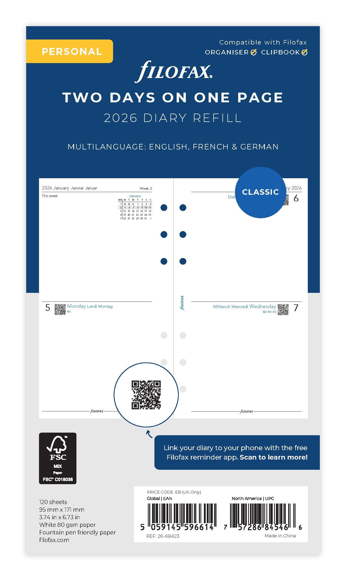 Вкладыш для планировщика Filofax System 2026 Начало в январе Библейский 4 дня на разворот Белый 26-68423 Официальный импорт 6290₽