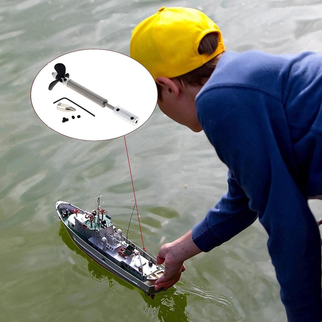 Heyiarbeit Drive Shaft Fit for 4mm Motor Shaft W Propeller and Universal Joint for RC Boat, L100mm Shaft, L50mm Sleeve, D36mm Propeller