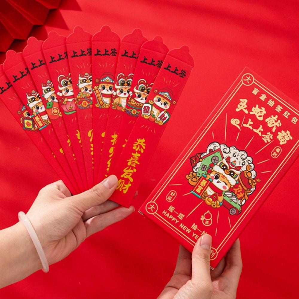 12Pcs/Box Traditional DIY Red Envelope Cartoon Snak Year Red Envelope Draw Lots Red Pocket  New Year