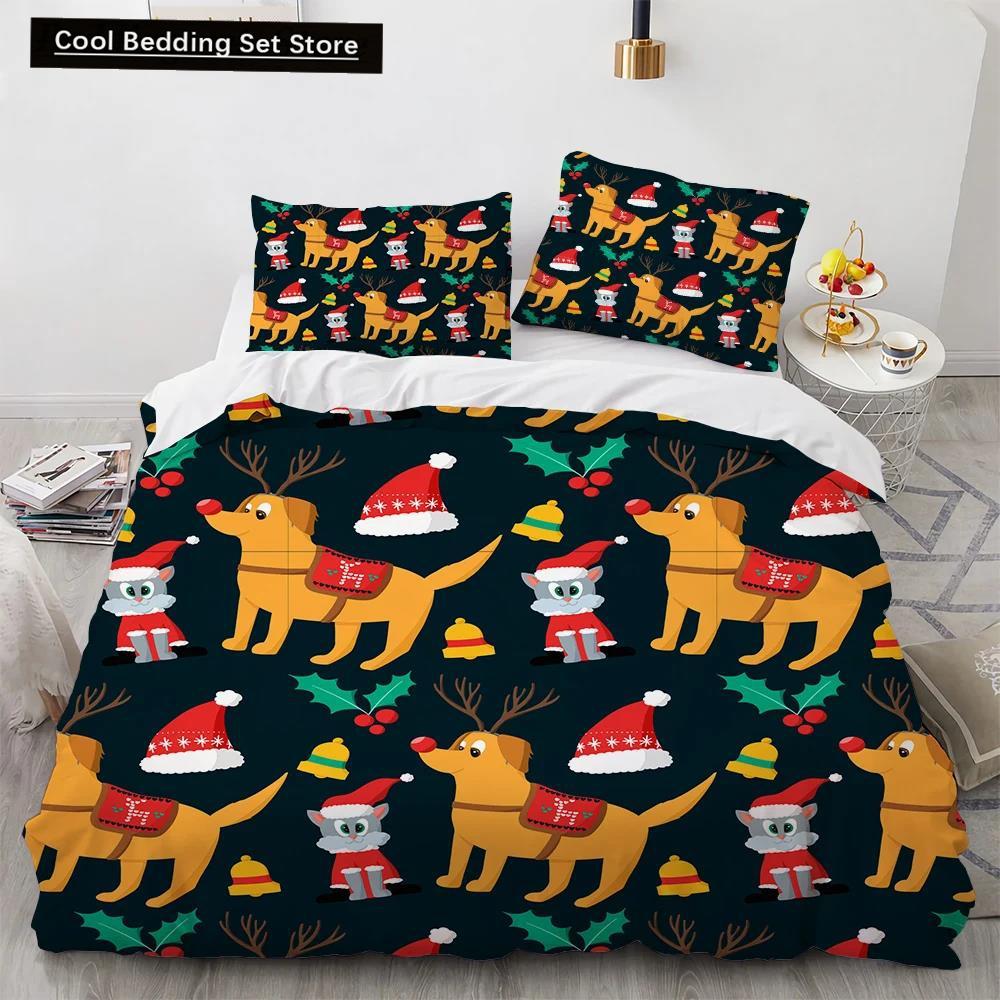 Corgi Dog King Queen Duvet Cover Yellow Cartoon Puppy Bedding Set For Kids Boys Girls Kawaii Pet Animal Pink 2/3Pcs Quilt Cover