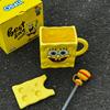 Cute SpongeBob SquarePants Straw Cup Ceramic Mug with Lid for Boys and Girls Birthday Gift Souvenir Gift Box