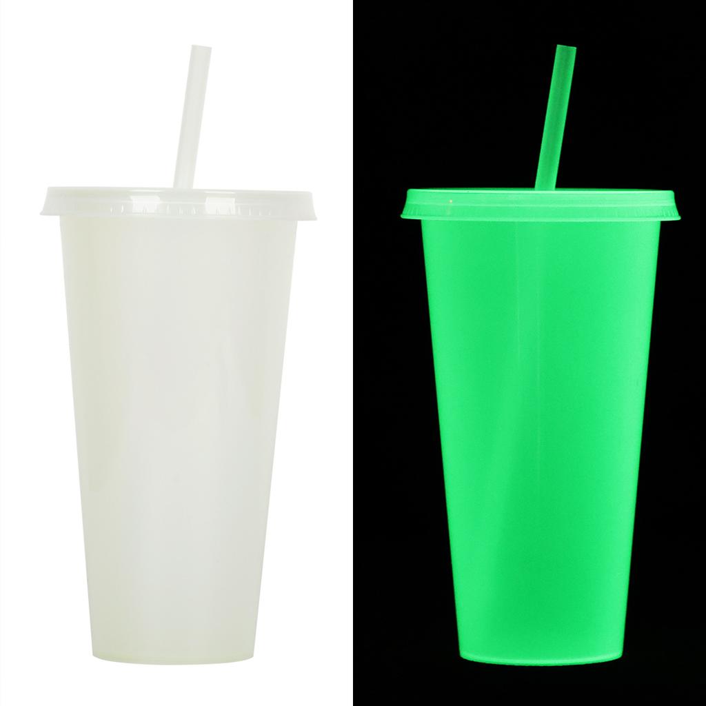 1PC 720ml Halloween Print Plastic Luminous Straw Cup Juice Milk Tea Coffee Cups for Party Supplies Funny Straw Cup Kitchen Drink