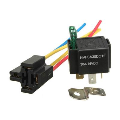 Högkvalitativt 12V relä 4-stift med uttag Bastrådar Säkring ingår 30A Amp SPST