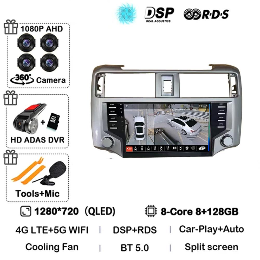 2Din Android 14 Auto Radio Per Toyota 4Runner 2014 - 2025 Lettore Multimediale WiFi BT Carplay 4G GPS