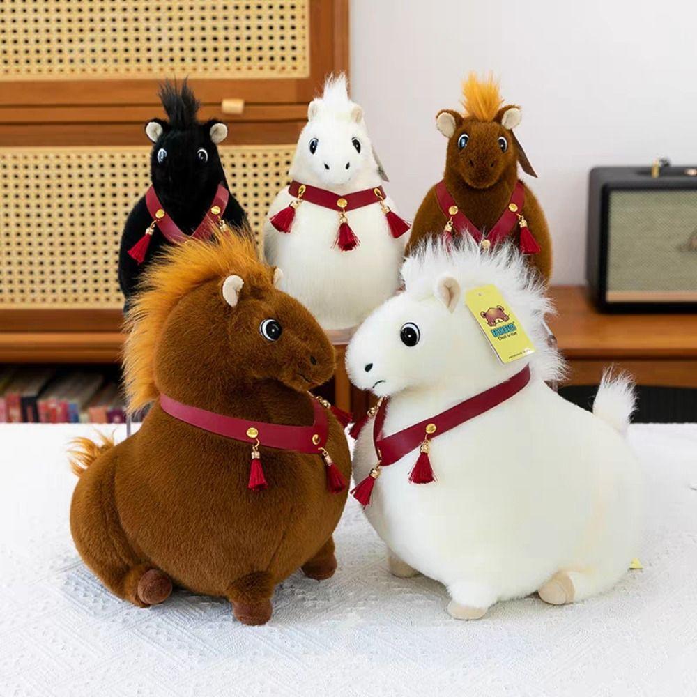 Chubby Horse Horse Mascot Stuffed Animal PP Cotton Fat Horse Plush Toy  Chinese New Year Gift