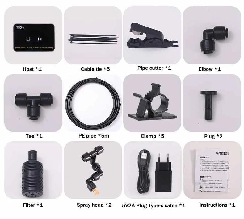 WiFi Rainforest Irrigation Timer Watering System Fog Nozzles Irrigation Kit Automatic Spray Misting Plant Watering System