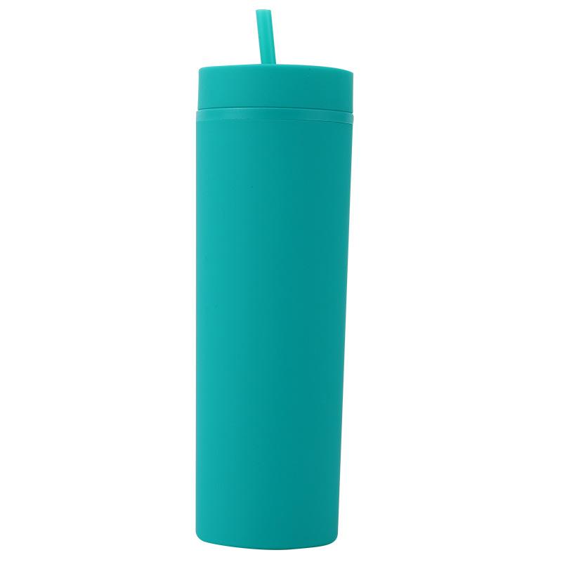 

Двойная стенка узкий стакан пластиковый укрепленный бутылка для воды матовая отделка 16 унций прямая чашка изолированный стакан кружка для кофе с соломинкой 16oz