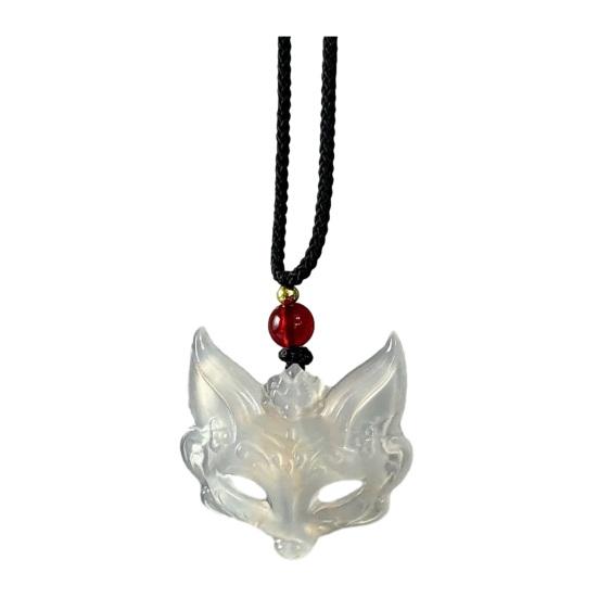 

Fox Mask Guardian Necklace Traditional Chinese Aesthetic Pendant Unisex Braided Cord Gift for Couples And Friends Fox