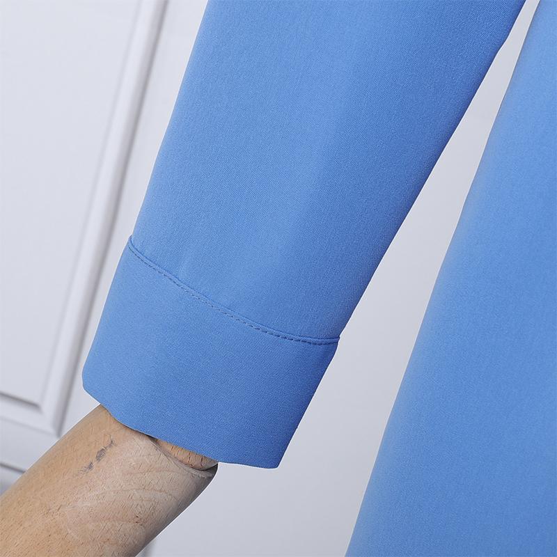 VONDA Elegant Women Casual Turn Down Collar Long Sleeve Long Dress No Belt