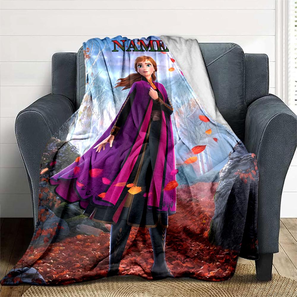 Customiz Name Personality Elsa Frozen Blanket Soft &Warm Sofa Office Bed Travel Lunch Break Blanket, Gift Suitable All Seasons