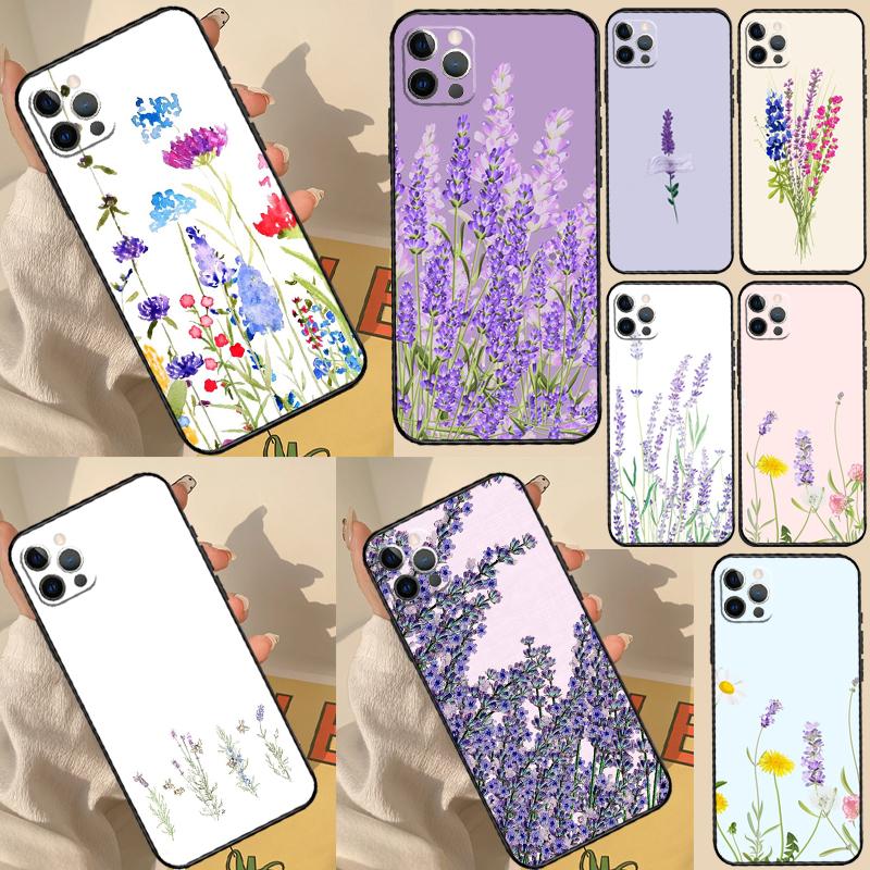 Lavender Purple Flowers Case For iPhone 11 12 13 14 15 16 Pro Max Cover For iPhone 13 12 Mini XR X XS Max Plus