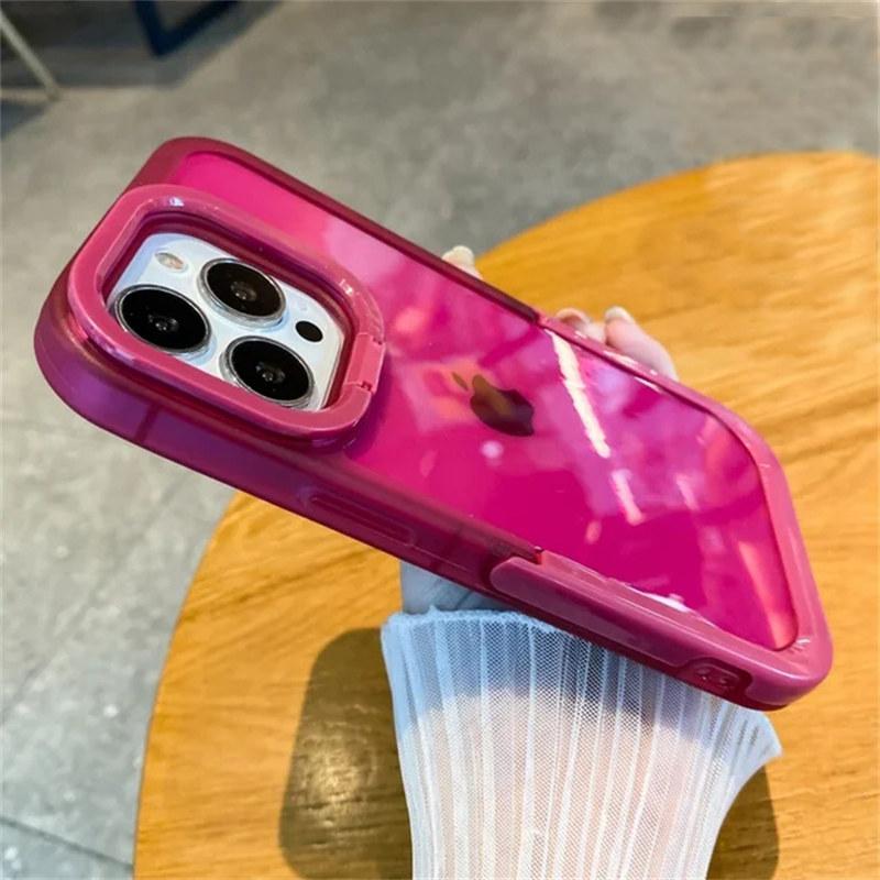 Průhledný držák stojánku na nárazník Pouzdro na telefon pro iPhone 13 12 11 14 15 Pro Max 13Pro XR XS Max X 11 Nárazuvzdorná ochrana fotoaparátu Zadní kryt