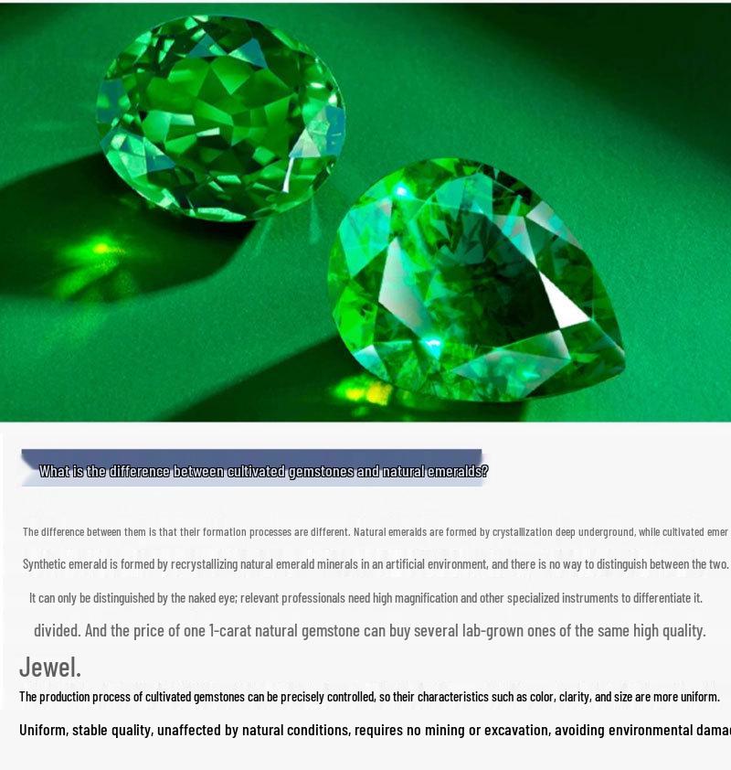 Simple Fresh Cultured Emerald Pendant S925 Silver with Lab-Synthesized Gemstone and Full Diamond Design for Women