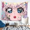 Anime Eyes Portrait Tapestry Colorful Kawaii Art Design Japanese MangaInspired Wall Hanging for Bedroom or Dorm Decor