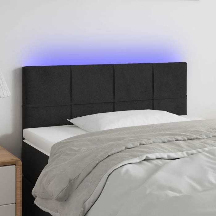 VidaXL Tête de Lit à LED Meuble de Chambre à Coucher Accessoire de Lit Simple Tête de Cadre de Lit Intérieur Noir 90x5x78/88 3121650