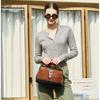 High Silk Shiny Cow Anti Fur Iron Hinge Women's Handbag Dual-use Doctor's Bag Genuine Leather Crossbody