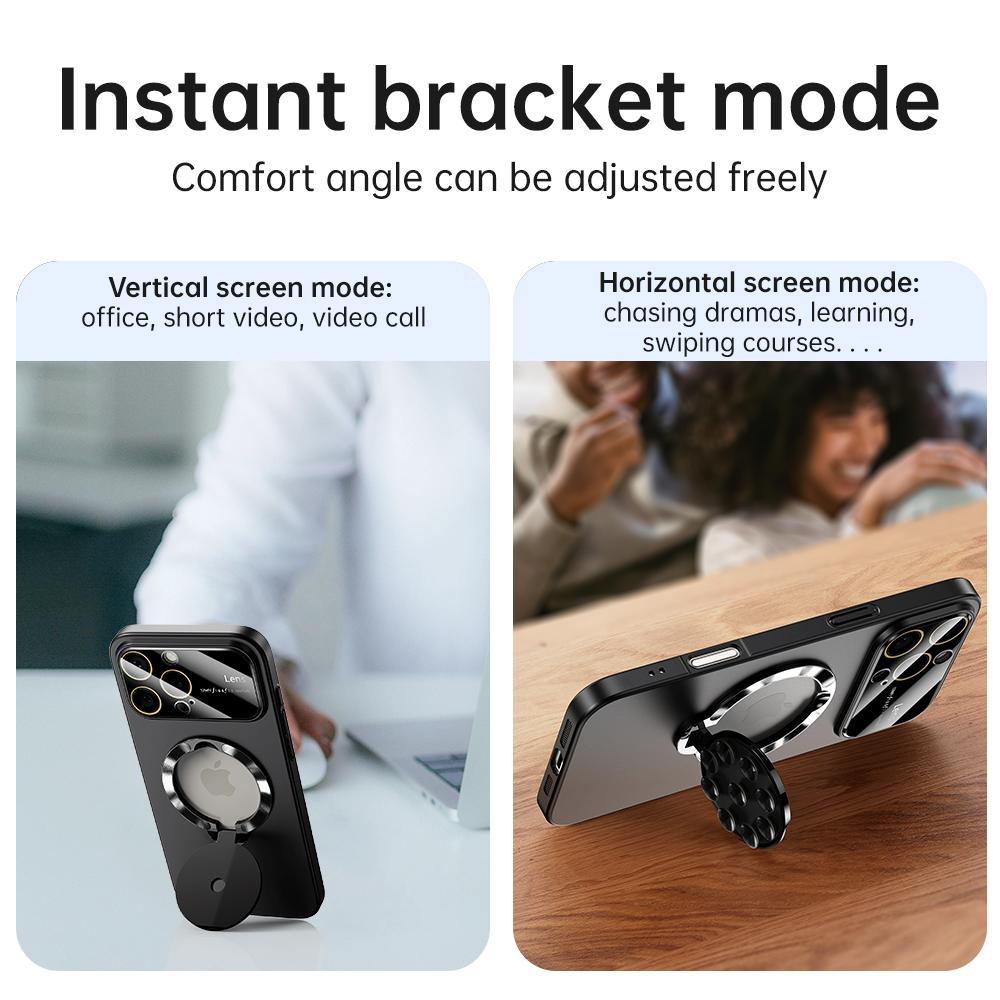 For iPhone 16 Pro Max Case Compatible with MagSafe Suction Cup Kickstand PC Phone Cover